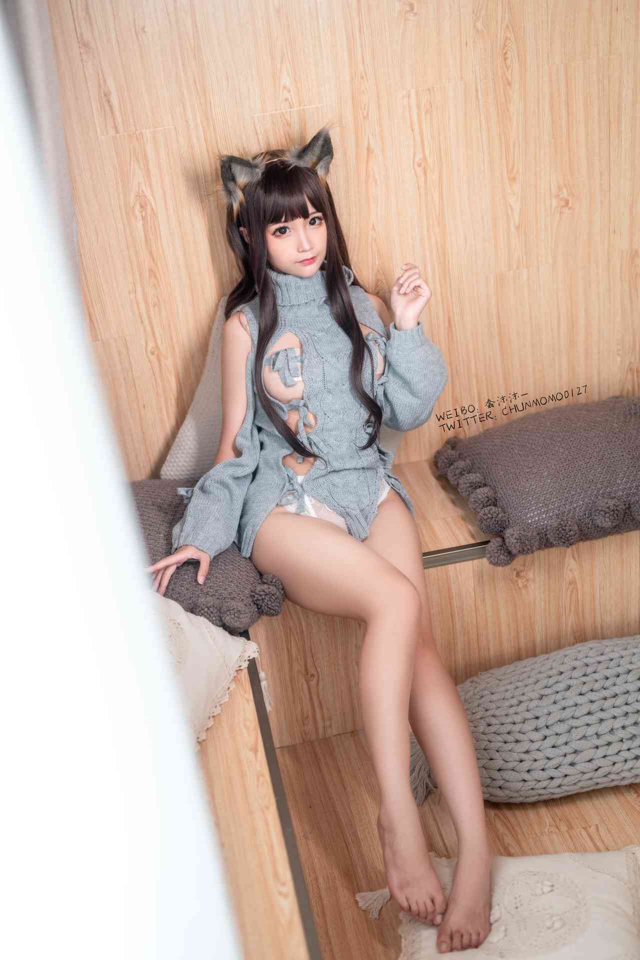 NO.079蠢沫沫灰露背毛衣图片欣赏【40P】-可宝主